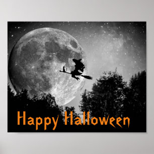 Anpassadet Witch och Måne Halloween Poster