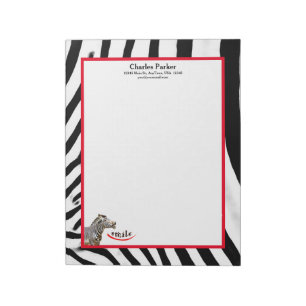 Anpassadet Zebra Smile Black/White/Red Large Anteckningsblock