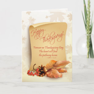 Anpassadethanksgivingkort med nedgånglövverk helgkort