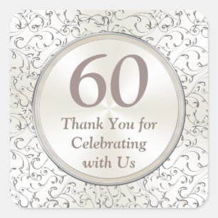 Anpassadets 60-årsjubileum - Stickers YEAR, TEXT Fyrkantigt Klistermärke