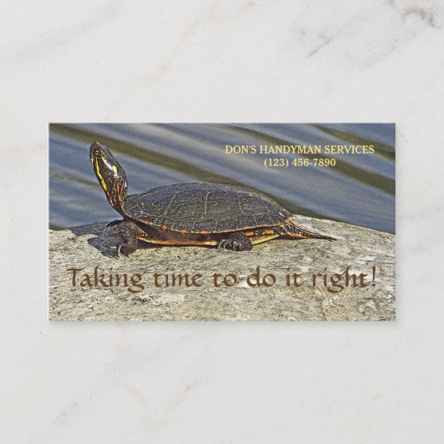 ANPASSADETS AFFÄRSKORT MED TURTLE PÅ STEN VISITKORT (Framsida)
