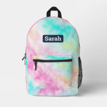 Anpassadets anpassade namn pastel Tie dye backpack