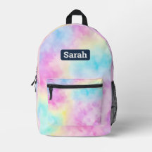 Anpassadets anpassade namn pastel Tie dye backpack
