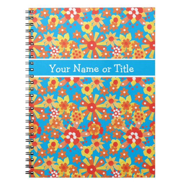 Anpassadets bärbara dator eller Journal, Ditsy Flo Anteckningsbok Med Spiral (Framsidan)