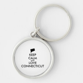 Anpassadets BEHÅLLA LUGN och KÄRLEK-ANSLUTNING Rund Silverfärgad Nyckelring