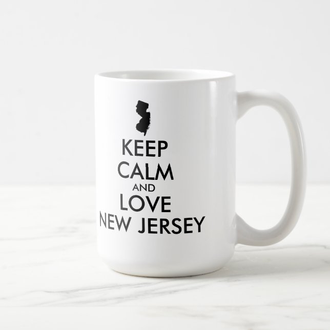 Anpassadets BEHÅLLA LUGN och KÄRLEK NEW JERSEY Kaffemugg (Höger)