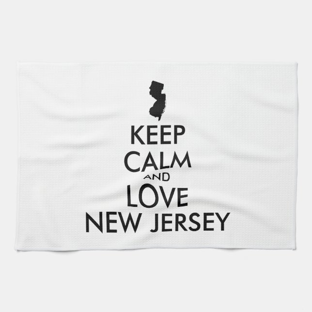 Anpassadets BEHÅLLA LUGN och KÄRLEK NEW JERSEY Kökshandduk (Horisontell)