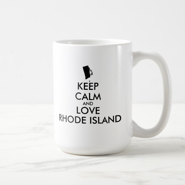 Anpassadets BEHÅLLA LUGN och KÄRLEK RHODE ISLAND Kaffemugg (Höger)