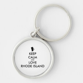 Anpassadets BEHÅLLA LUGN och KÄRLEK RHODE ISLAND Rund Silverfärgad Nyckelring