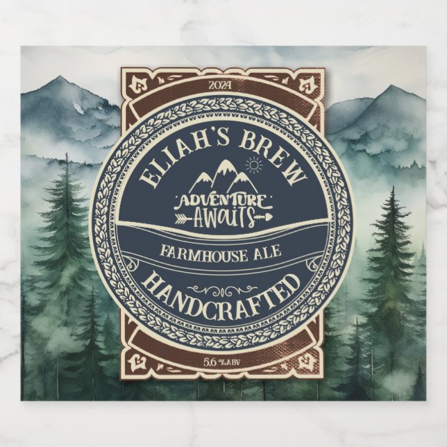 Anpassadets beskaffenhet utanför dörrar ölflaska etikett (Singel etikett)