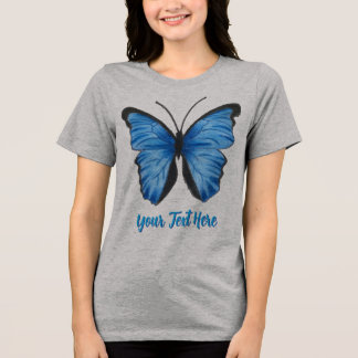 Anpassadets blå fjärilskonstruktion t shirt