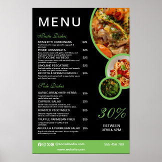 Anpassadets Elegant Restaurant-meny Poster