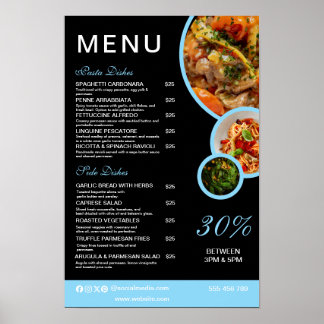 Anpassadets Elegant Restaurant-meny Poster