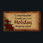 Anpassadets etiketter Helgdag Paket Fraktsedel<br><div class="desc">Lite western fläck med en helgdag av söt röda poinsettias till paketen. Anpassa den! Från julsamlingen på www.zazzle.com/RanchLady*</div>