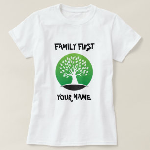 Anpassadets familjeåterförening grönt träd t shirt