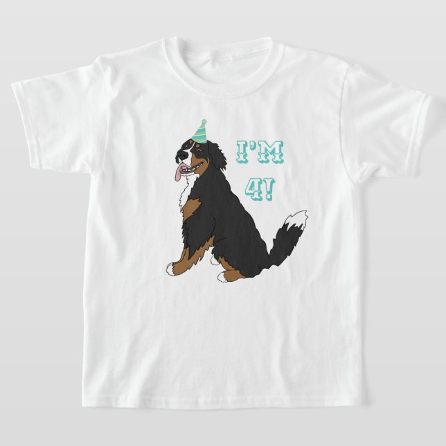 Anpassadets födelsedag Bernese Mountain Hund  T Shirt (Laydown)
