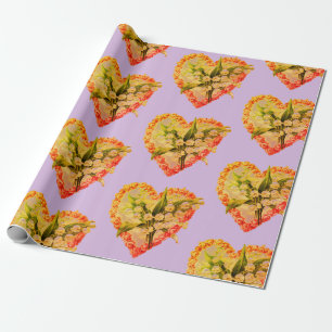 ANPASSADETS HJÄRTA OCH BLOMMOR Pappra Presentpapper