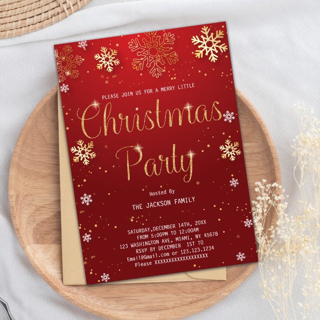 Anpassadets julklapp inbjudningar (Red Glitter Christmas Invitations)