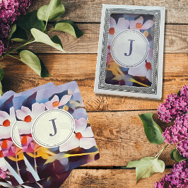 Anpassadets Lila och blå Blommigt med initial Casinokort