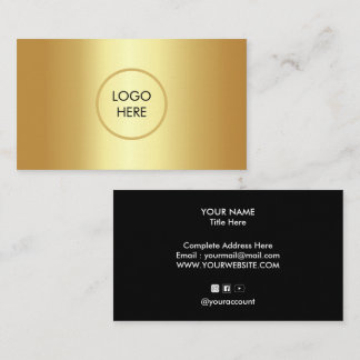 anpassadets logotyp och text i guld visitkort