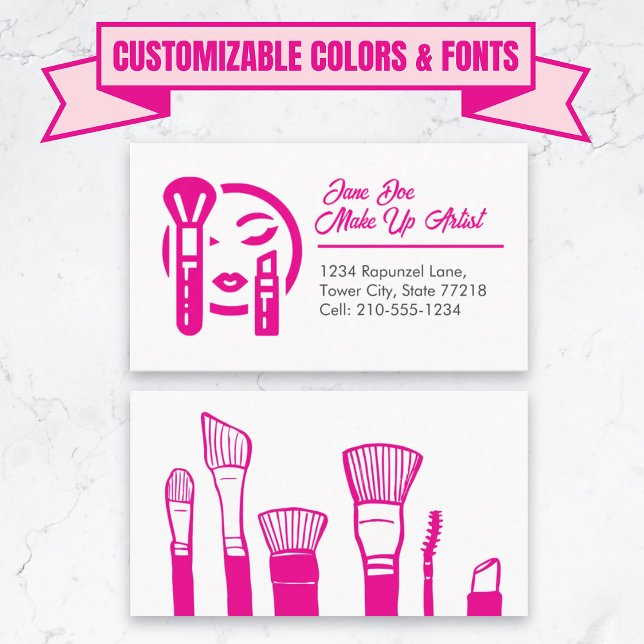 Anpassadets mallskapare visitkort (Customizable Template Make Up Artist Business Card)
