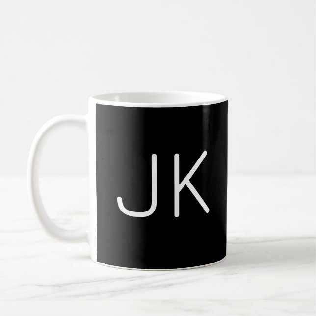 Anpassadets minimalistiska initialer namn kaffemugg (Vänster)