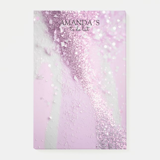 Anpassadets moderna Glitter-anteckningar Post-it Block (Framsida)