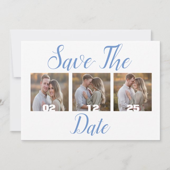 Anpassadets moderna Spara datum med foton Inbjudningar (Framsida)