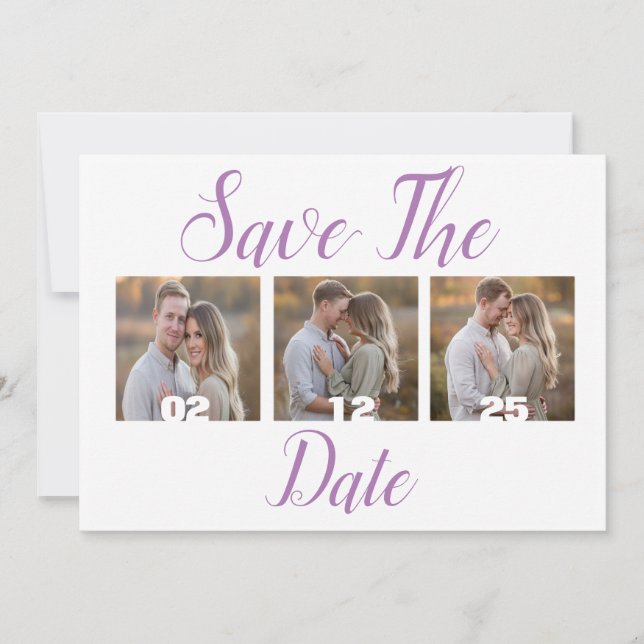 Anpassadets moderna Spara datum med foton Inbjudningar (Framsida)