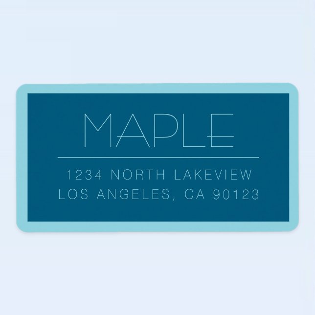 Anpassadets moderna text | Ocean & Robin Egg Blue Adressetikett (Skapare uppladdad)