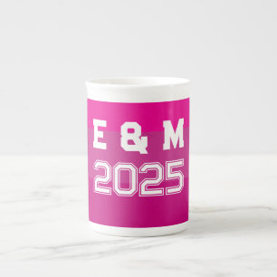 Anpassadets monogram och år benporslin mugg