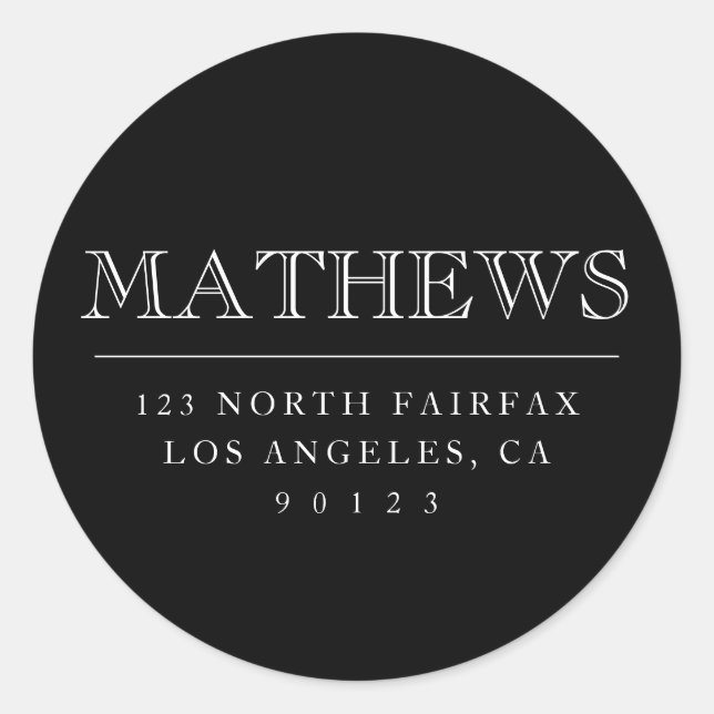 Anpassadets Returadress, klassiskt, rund etikett (Framsida)