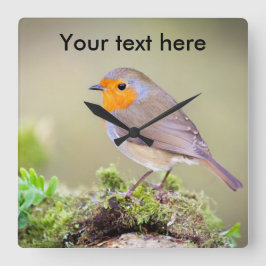 Anpassadets Robin-klocka lägger till din egen text Fyrkantig Klocka