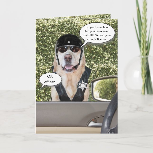 Anpassadets Rolig hund motorcykelstolpe födelsedag Kort (Framsida)