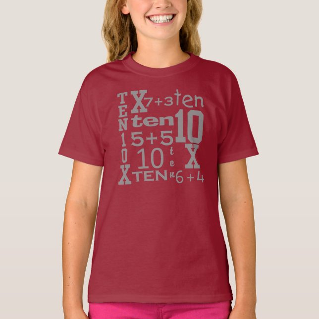 Anpassadets ROLIGT 1 MATH Inspired 10 BIRTHDAY T-shirt (Framsida)