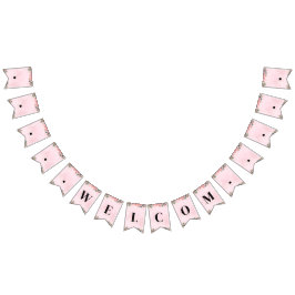 Anpassadets Rosa Bunting Banner - Välkommen Vimplar