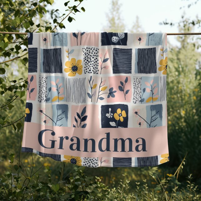 Anpassadets Rosa och Flottans Blommigt - lappning  Fleecefilt (Skapare uppladdad)