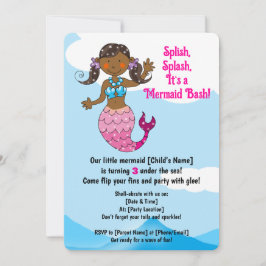 Anpassadets Sjöjungfru Födelsedag Mörk Hår Inbjudningar