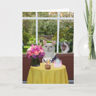Anpassadets Söt Katt Female fotobomb Födelsedag Kort