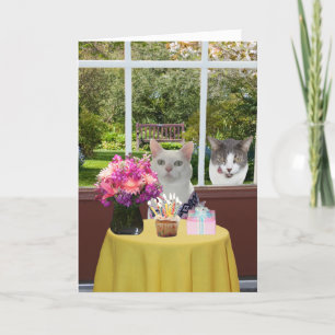 Anpassadets Söt Katt Female fotobomb Födelsedag Kort