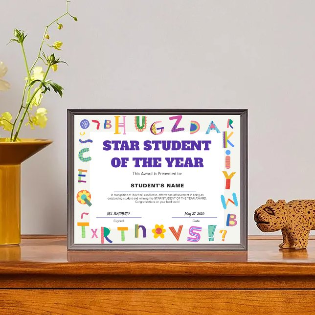 Anpassadets stjärna Student för årets klassutmärke (Customizable Star Student of the Year Class Award)