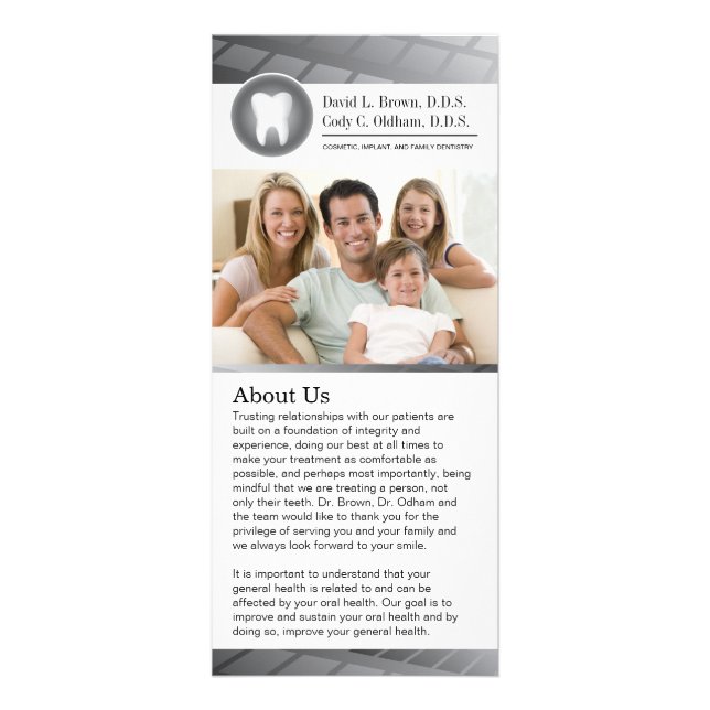 Anpassadets tandstyrningskort reklamkort (Framsidan)