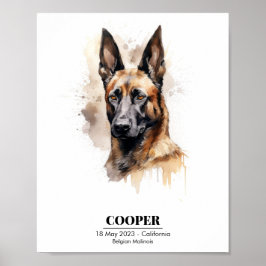 Anpassadets vattenfärgsfärg på Malinois Poster