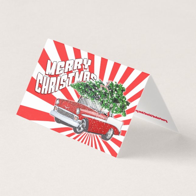 Anpassadets Vintage Retro Classic-biljul Kort (Framsida)