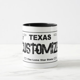 Anpassadets vita Texas-registreringsskylt mugg