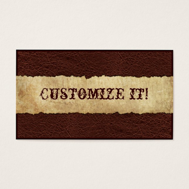 ANPASSADETS Westerna läder Visitkort (Framsidan)