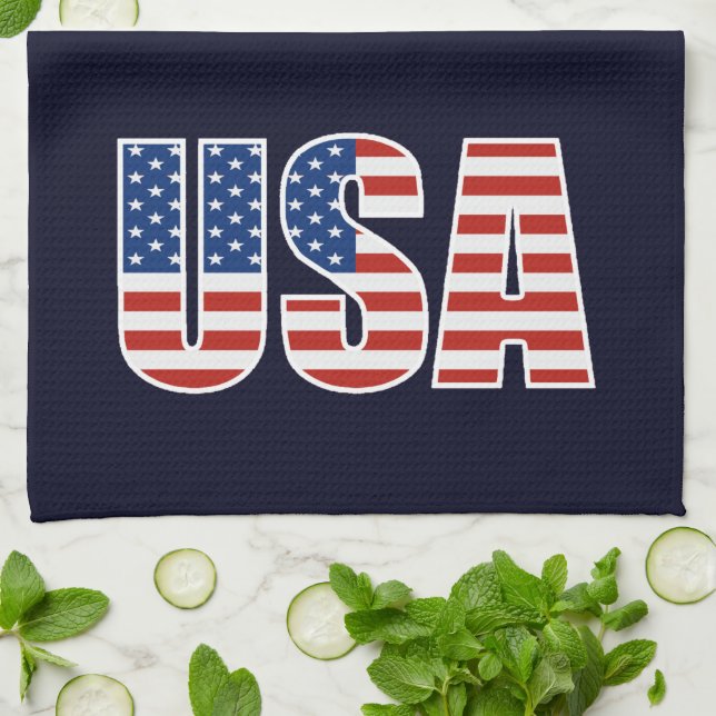 AnpassadeUSA amerikanska flaggan Kökshandduk (Vikta)