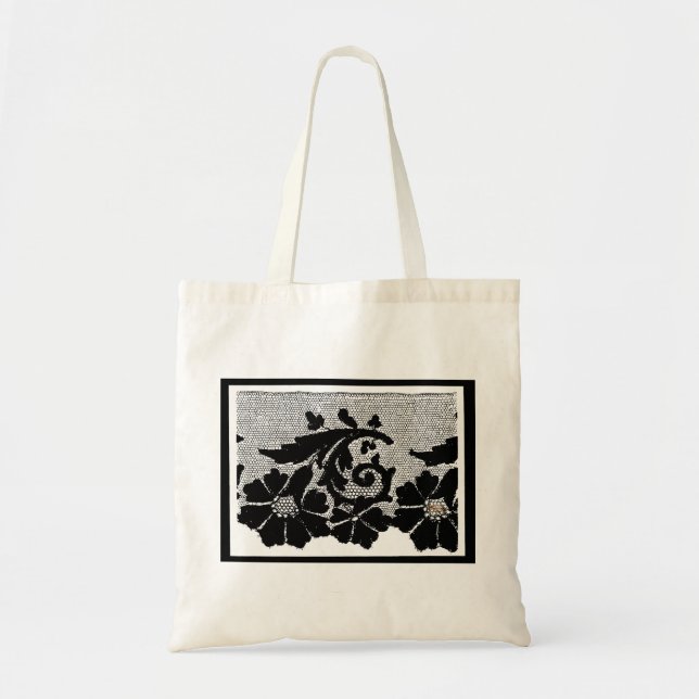ANPASSANAMN ANTIQUE SNÖRE MÖNSTER TOTE BAG TYGKASSE (Framsidan)