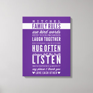 ANPASSANAMN FAMILY REGLER modern typografi lila Canvastryck