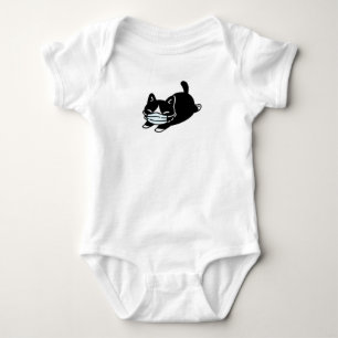 ANPASSANAMN KITTEN WEARING ANSIKTE MASK BABY BODYS T SHIRT